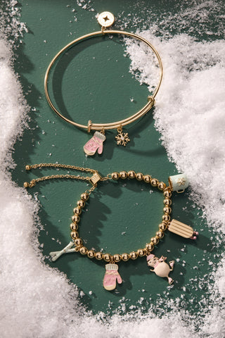 Winter Wonderland Mitten and Snowflake Charm Bangle