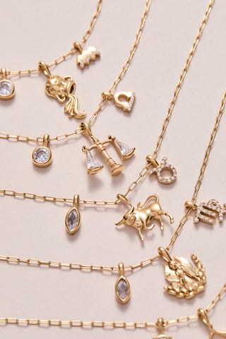 Aquarius Zodiac Charm Cluster Necklace