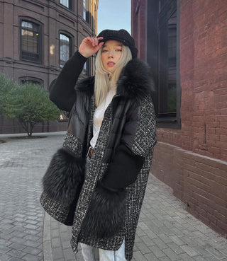 Lame Genuine Fox Fur Down Coat