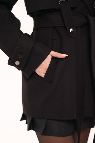Karina Midi Cashmere Wool Blend Coat In Black