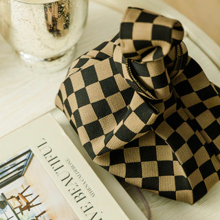 The Classic Checkered Brown Handbag - Glamourous Grace