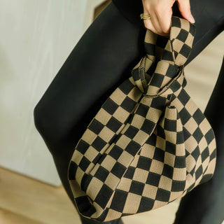 The Classic Checkered Brown Handbag - Glamourous Grace