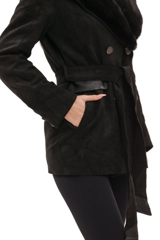 Genuine Mink Fur Eco Suede Jacket