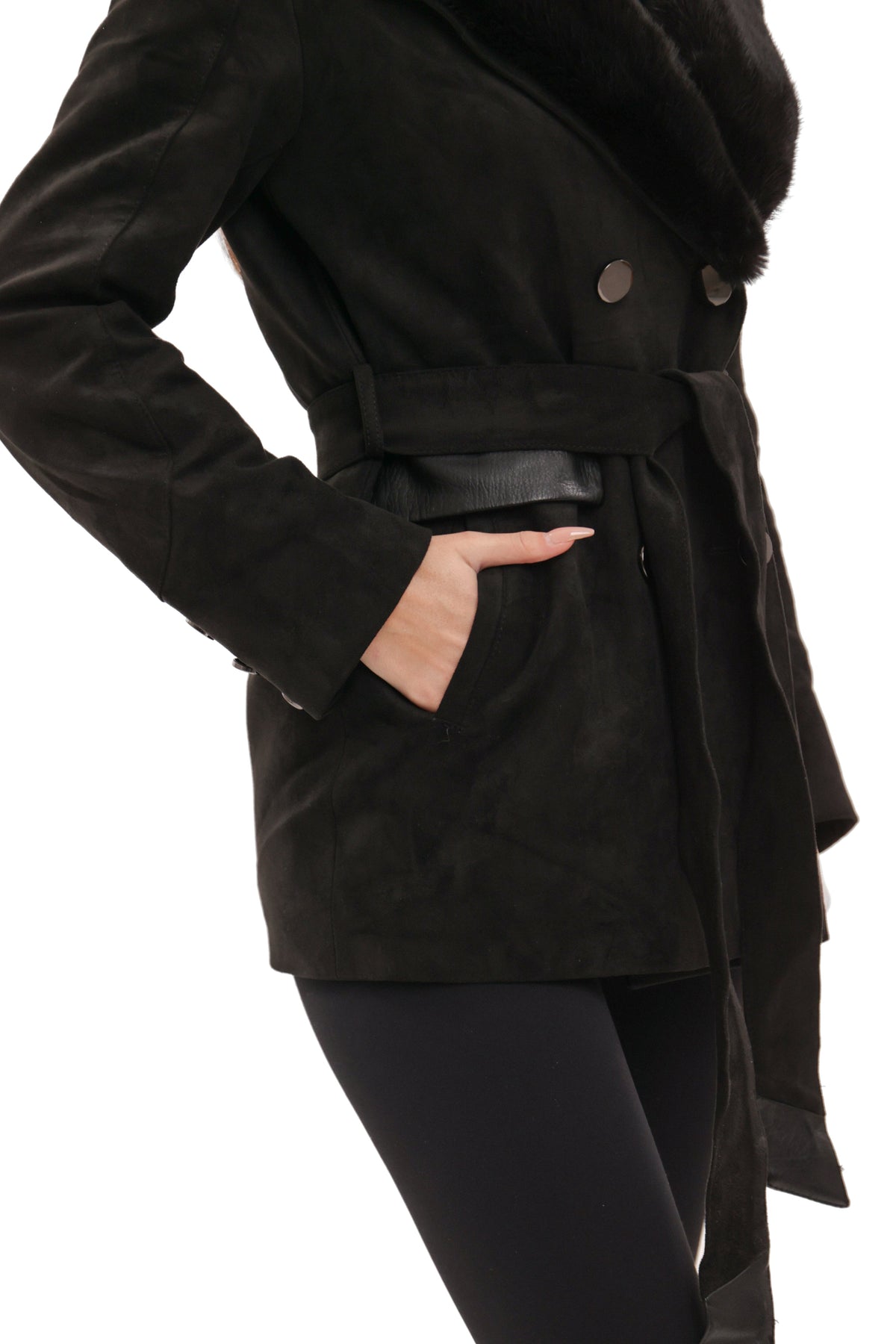 Genuine Mink Fur Eco Suede Jacket