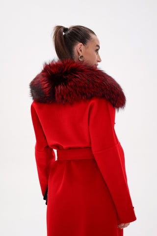 Saga®Furs Silver Fox Wool Alpaca Wraparound Coat