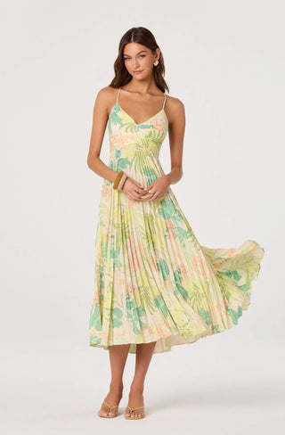 Blythe Green Peach Tropical Dress - Glamourous Grace