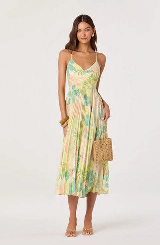 Blythe Green Peach Tropical Dress - Glamourous Grace