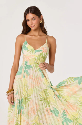 Blythe Green Peach Tropical Dress - Glamourous Grace
