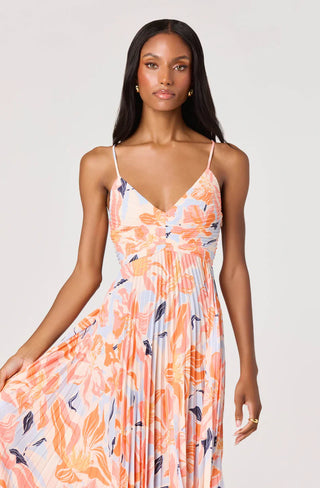 Blythe Orange Blue Floral Dress - Glamourous Grace