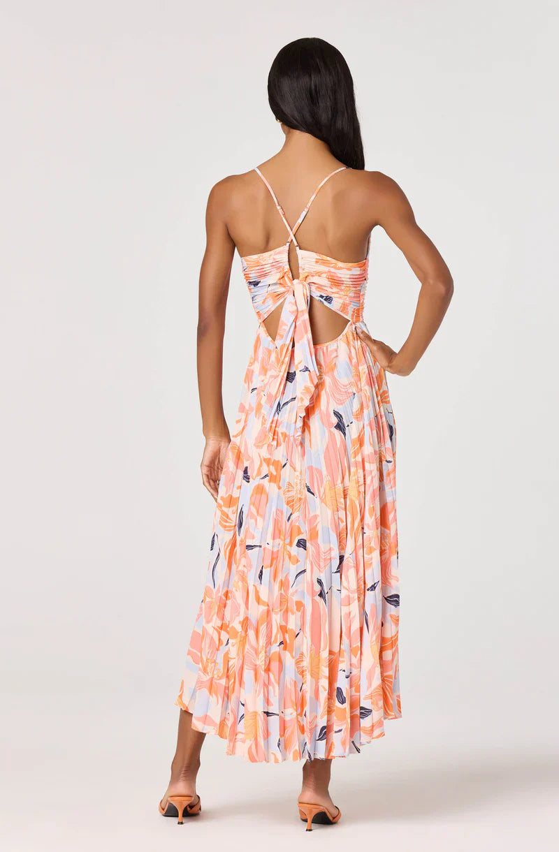 Blythe Orange Blue Floral Dress - Glamourous Grace