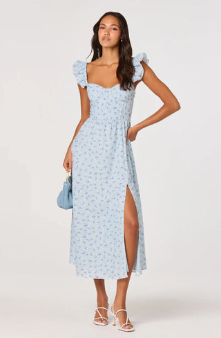 Wedelia Blue Floral Dress - Glamourous Grace