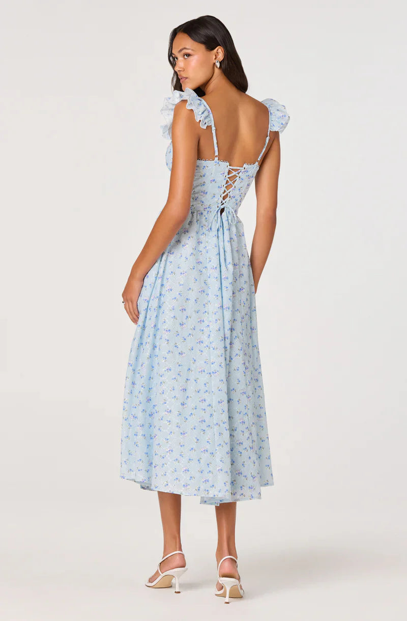 Wedelia Blue Floral Dress - Glamourous Grace