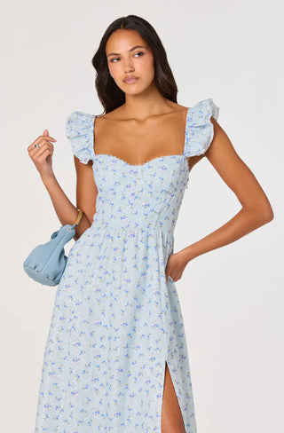Wedelia Blue Floral Dress - Glamourous Grace