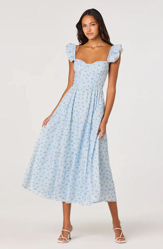 Wedelia Blue Floral Dress - Glamourous Grace