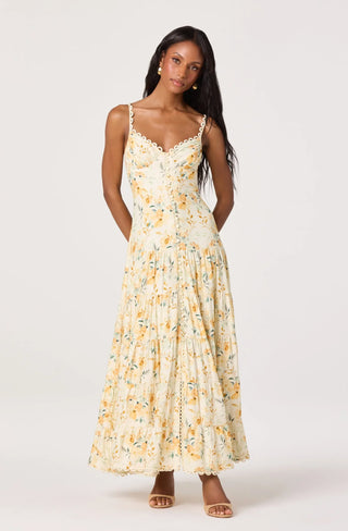 Tazia Yellow Cream Floral Dress