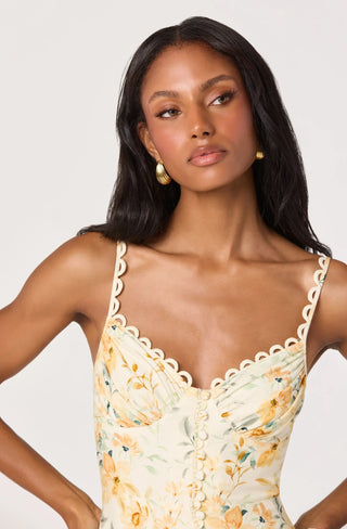 Tazia Yellow Cream Floral Dress