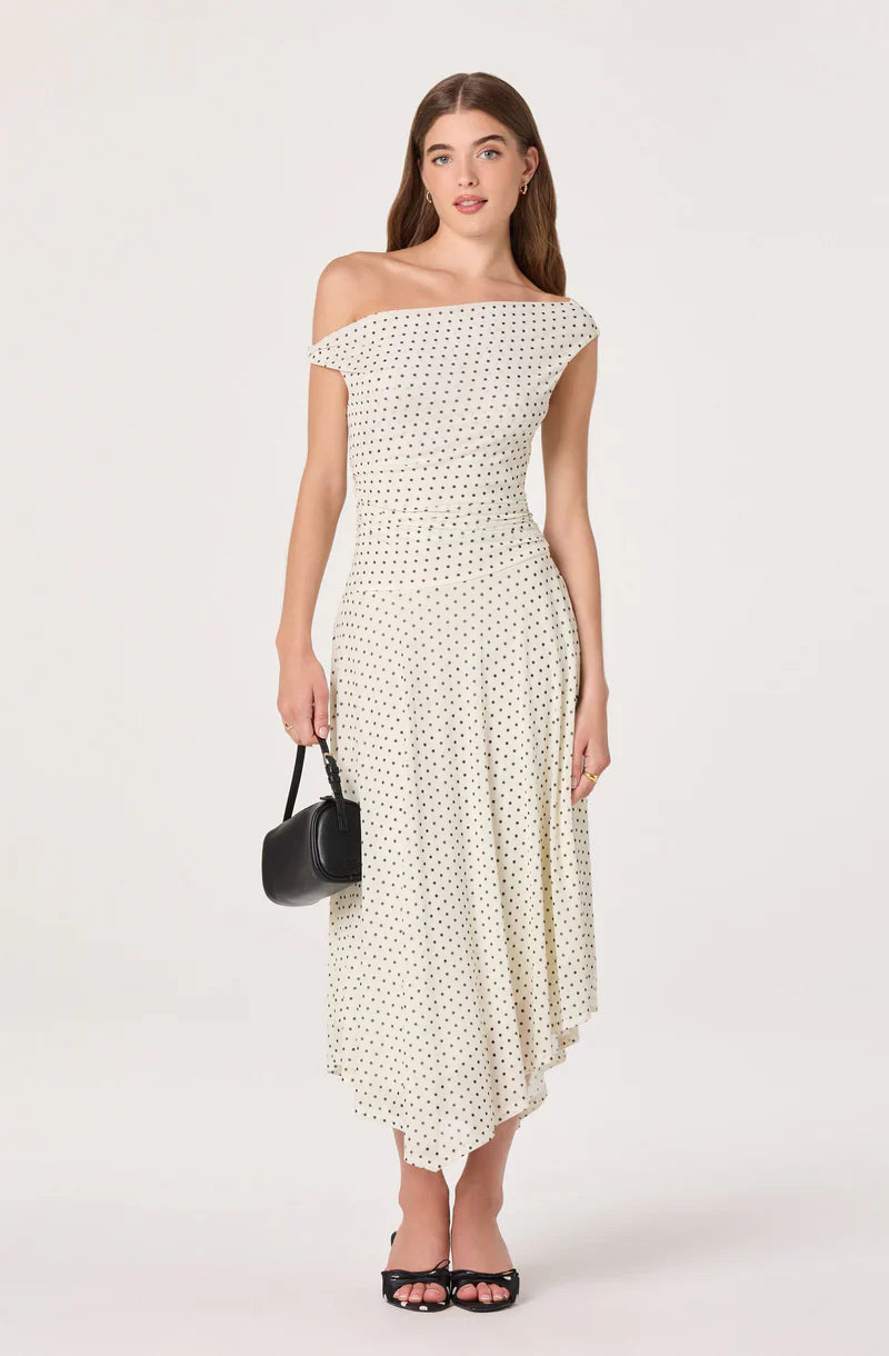 Ciarra Ivory Polka Dot Dress - Glamourous Grace