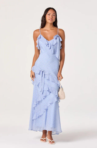 Amiya Blue Polka Dot Dress - Glamourous Grace