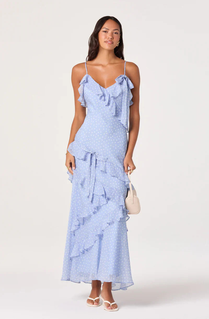 Amiya Blue Polka Dot Dress - Glamourous Grace