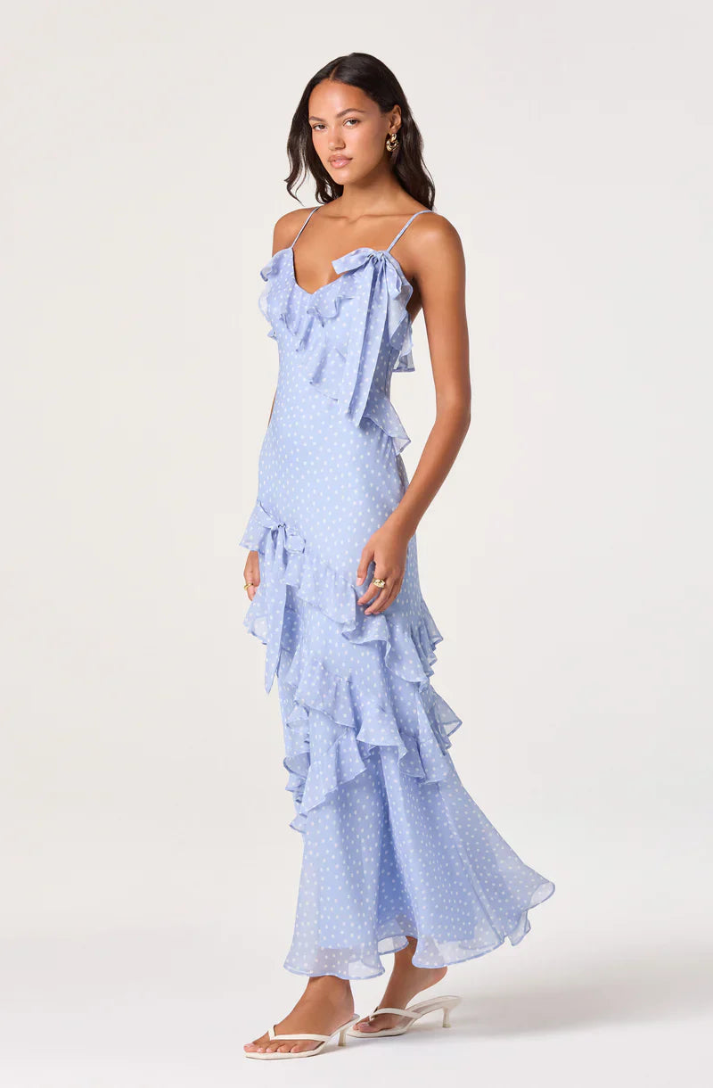 Amiya Blue Polka Dot Dress - Glamourous Grace