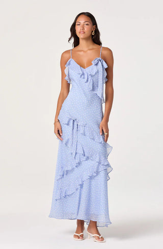 Amiya Blue Polka Dot Dress - Glamourous Grace