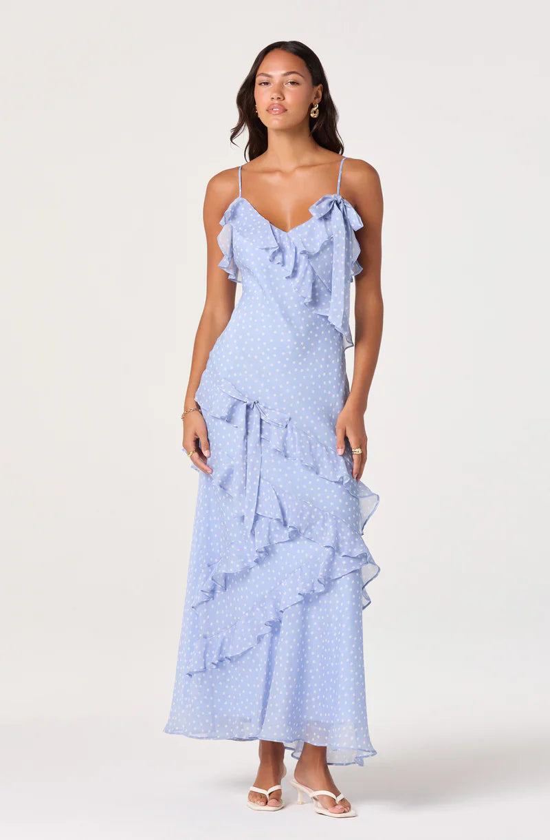 Amiya Blue Polka Dot Dress - Glamourous Grace