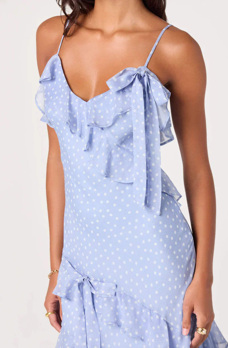 Amiya Blue Polka Dot Dress - Glamourous Grace