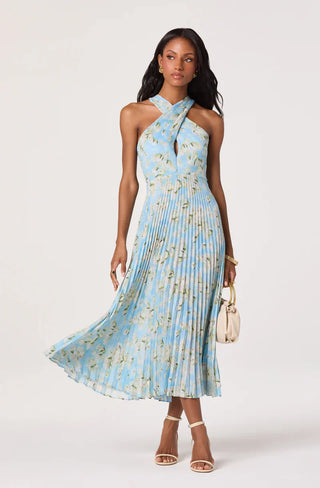Samantha Blue Floral Dress - Glamourous Grace