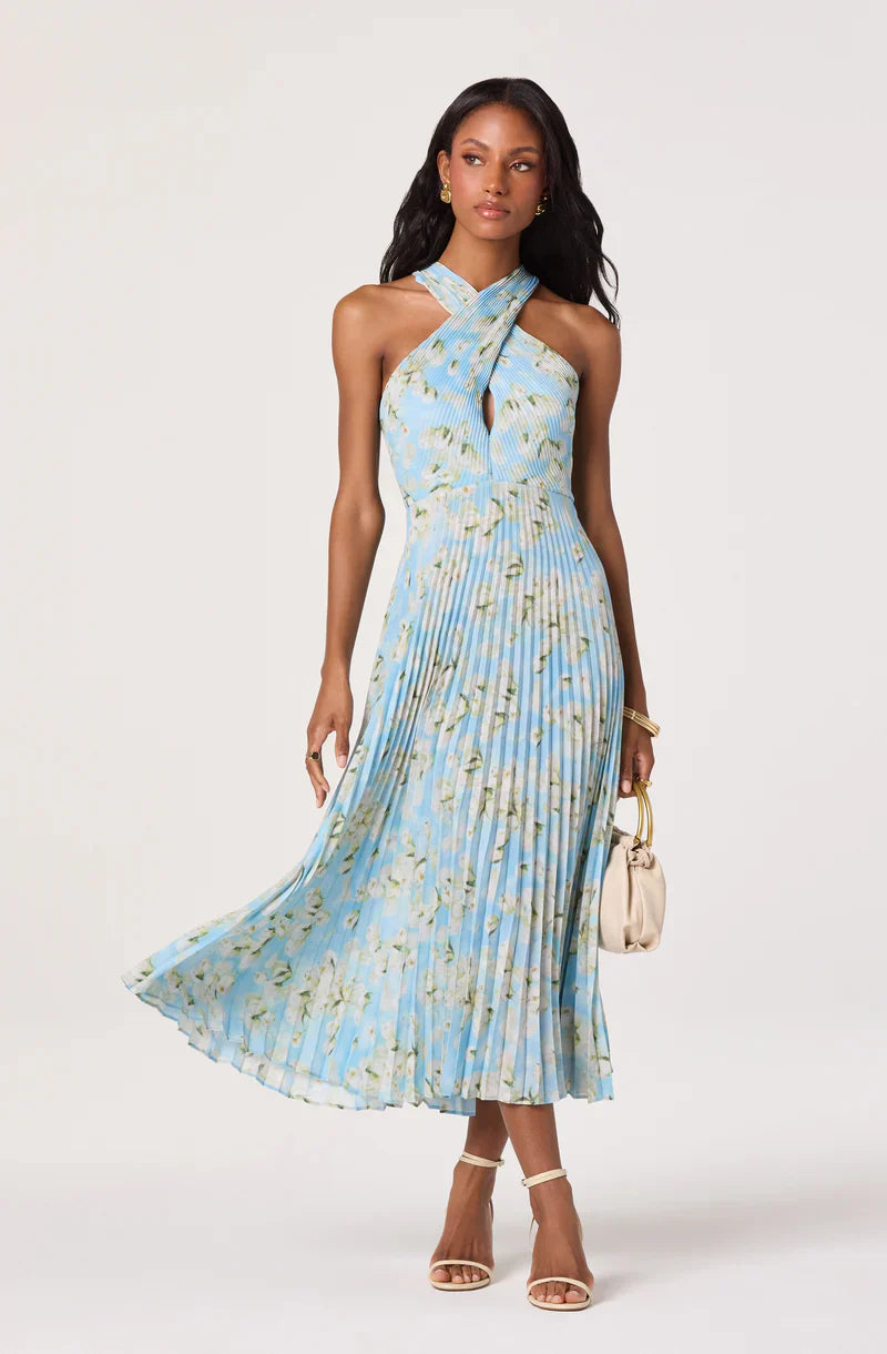 Samantha Blue Floral Dress - Glamourous Grace