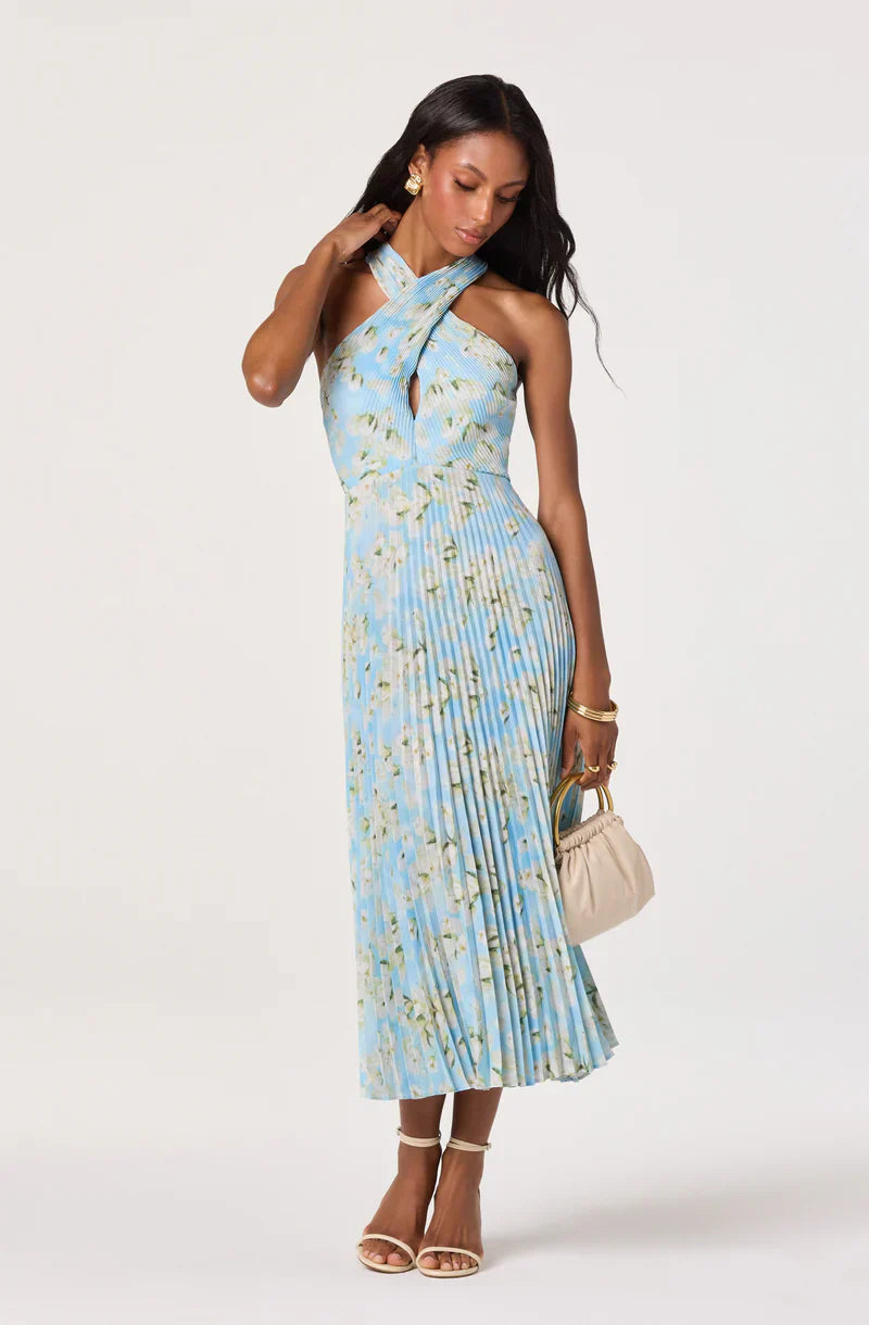 Samantha Blue Floral Dress - Glamourous Grace