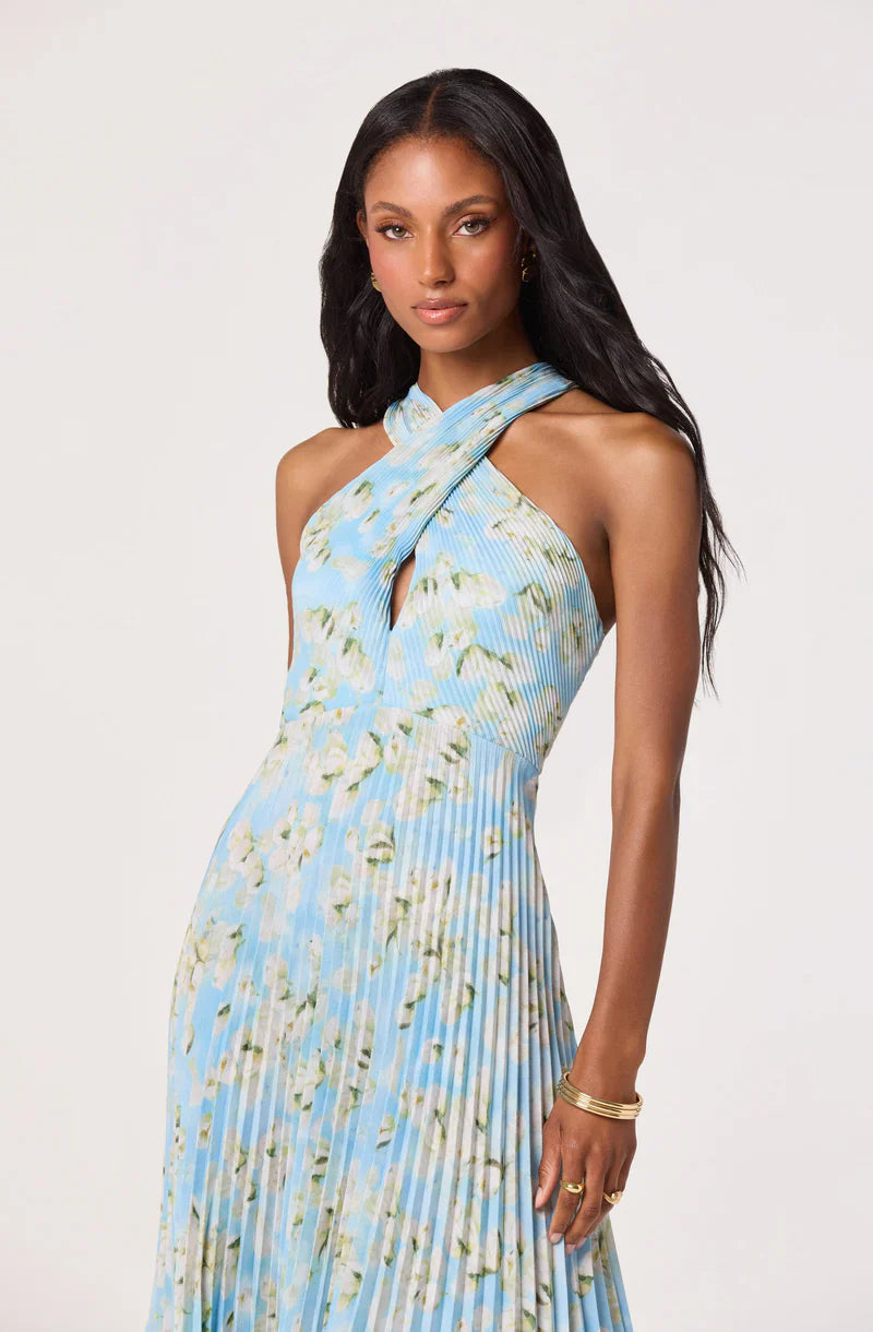 Samantha Blue Floral Dress - Glamourous Grace
