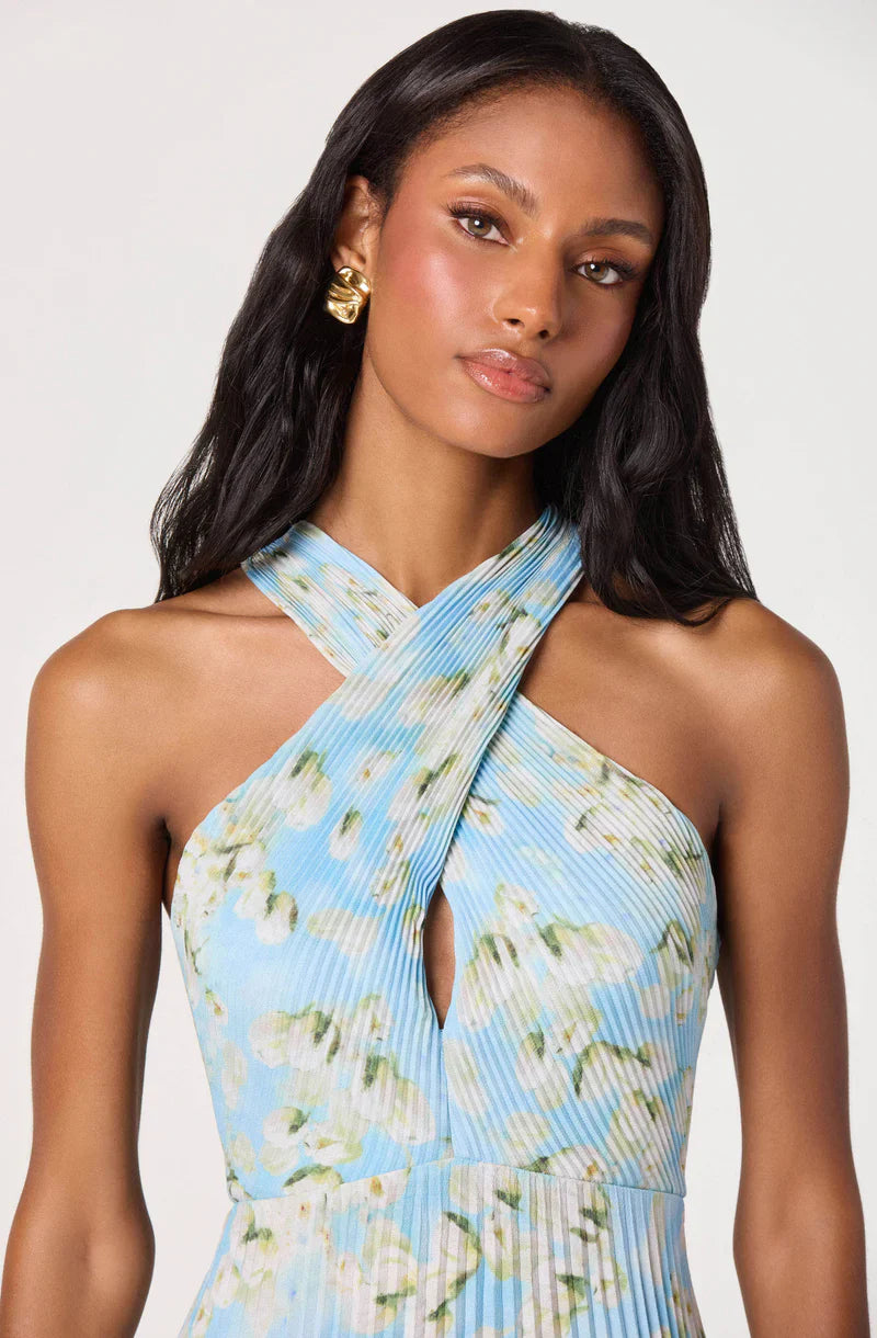 Samantha Blue Floral Dress - Glamourous Grace