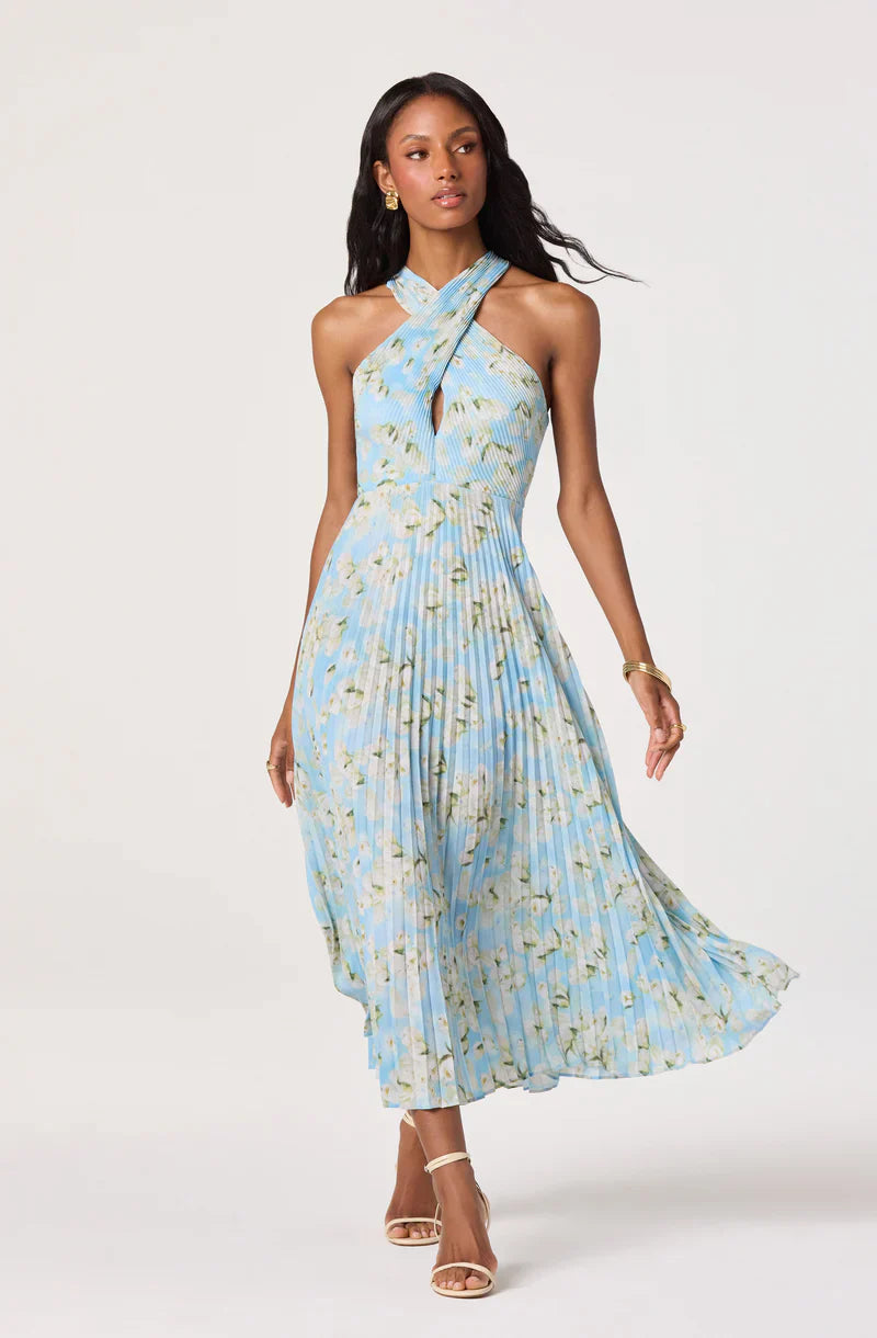 Samantha Blue Floral Dress - Glamourous Grace