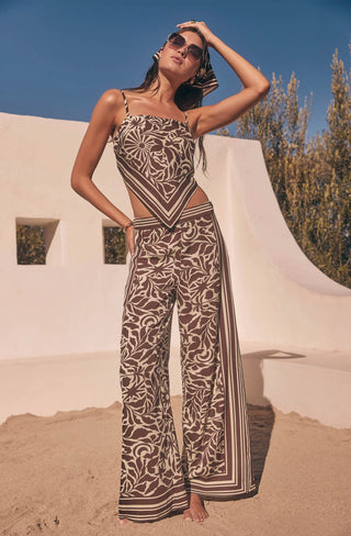Eva Brown Tropical Pants