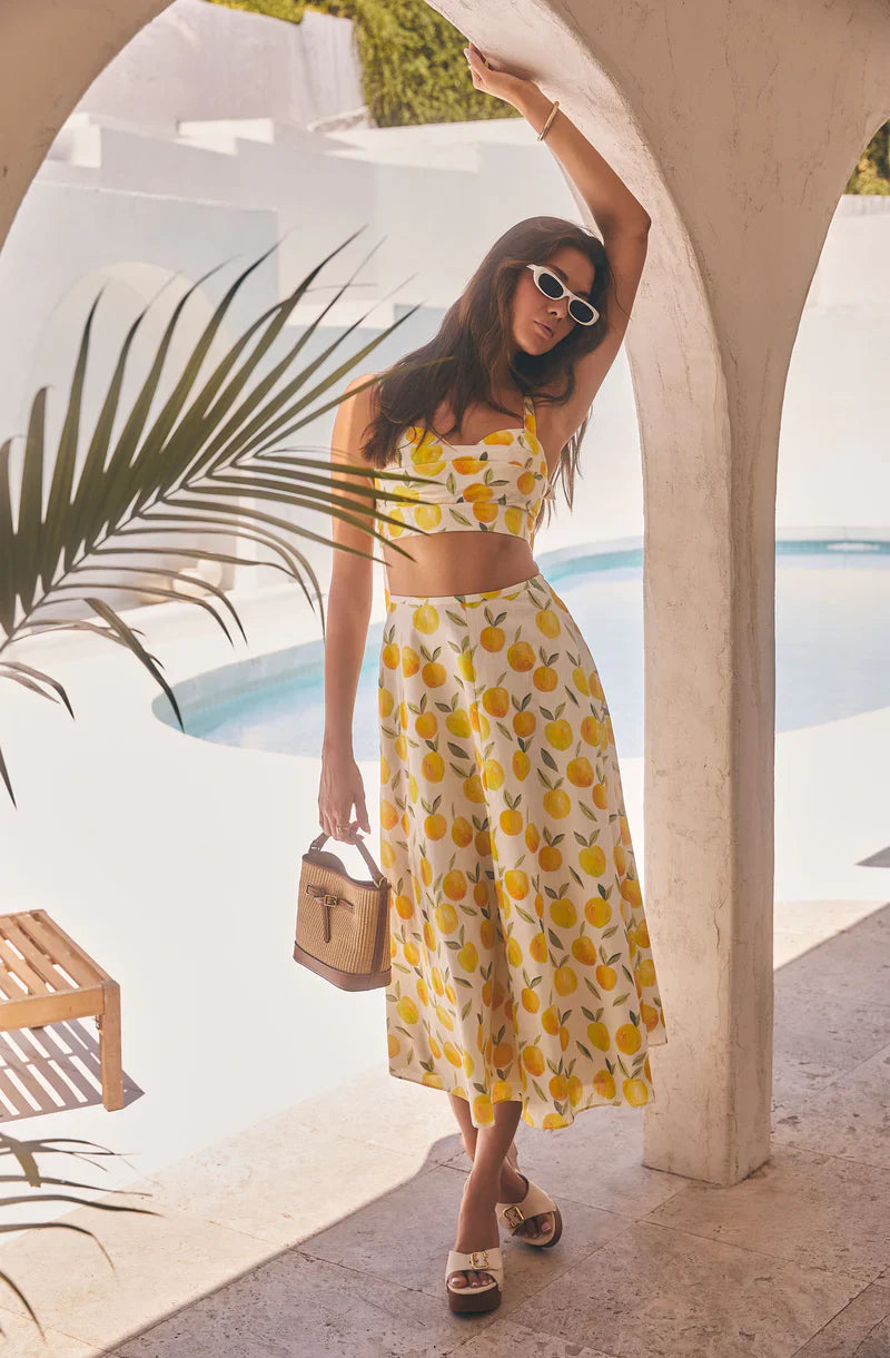 Myria Lemon Print Skirt - Glamourous Grace