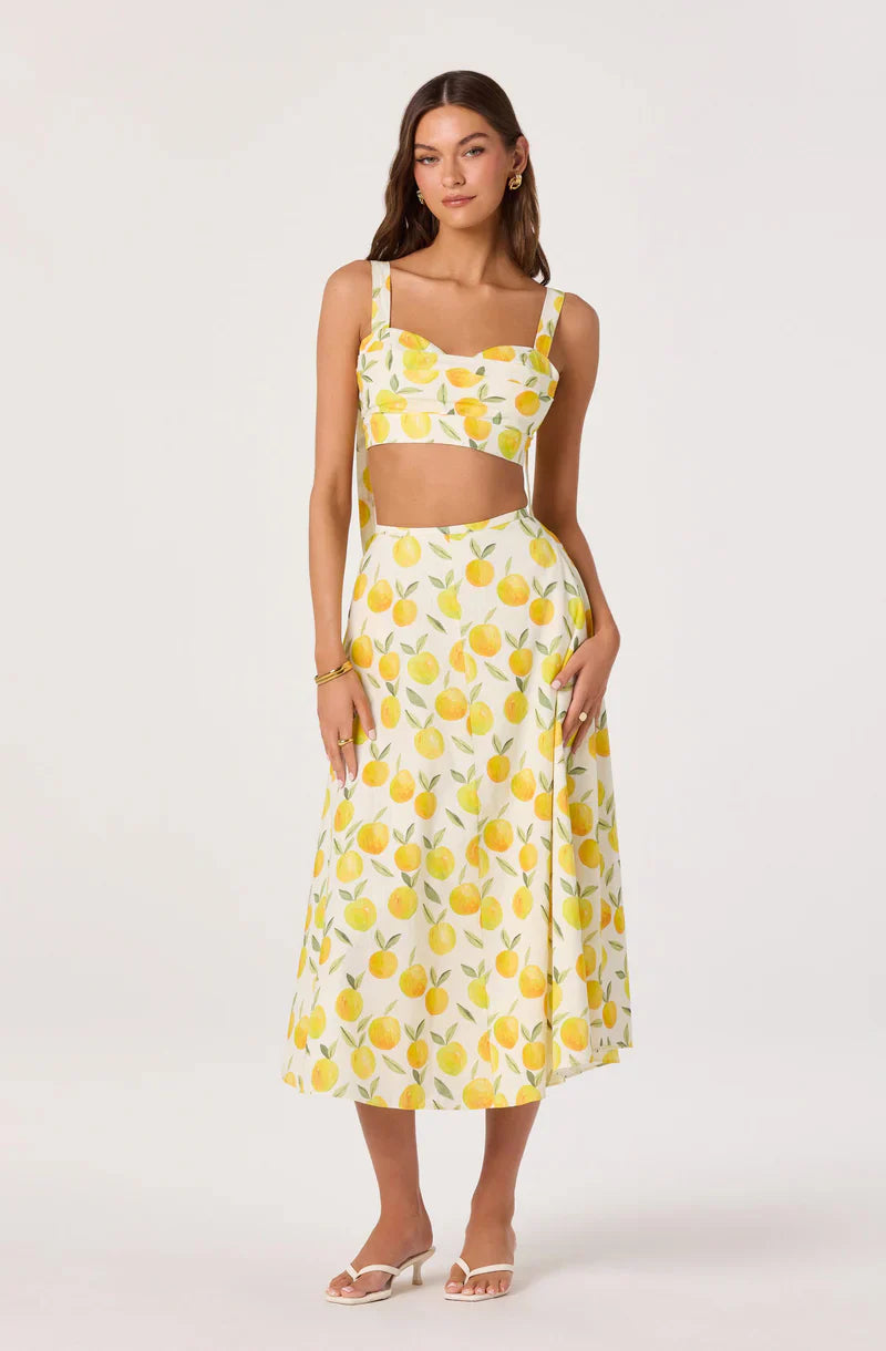 Myria Lemon Print Skirt - Glamourous Grace
