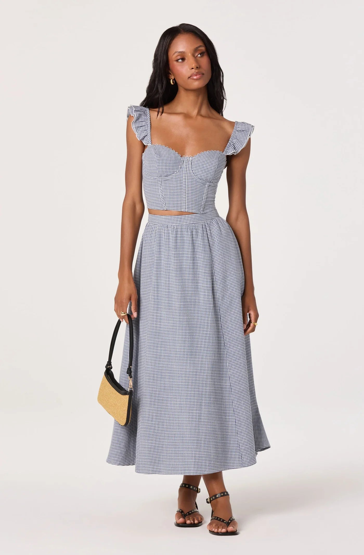 Wylda Blue Gingham Skirt
