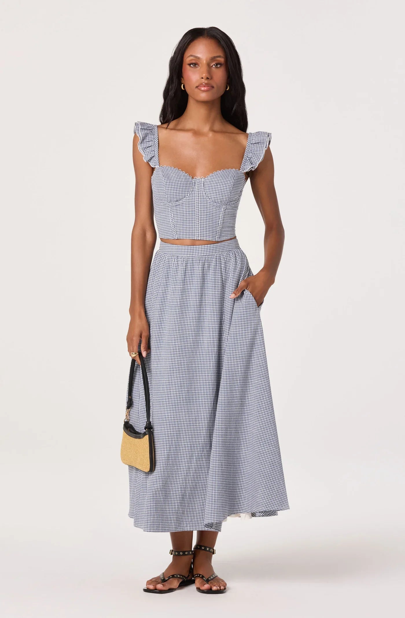 Wylda Blue Gingham Skirt