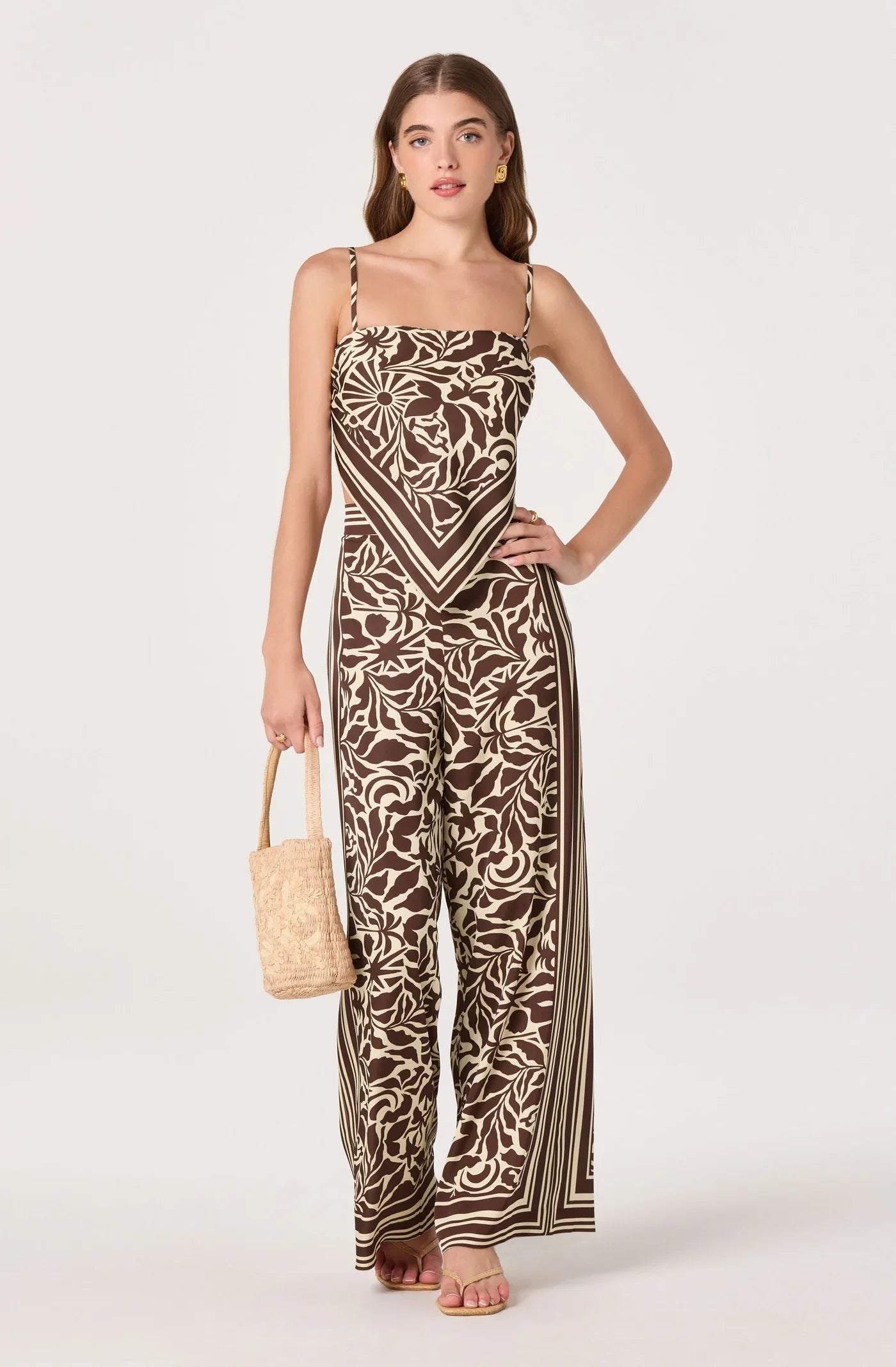 Eva Brown Tropical Top
