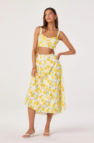Myria Lemon Print Crop Top - Glamourous Grace