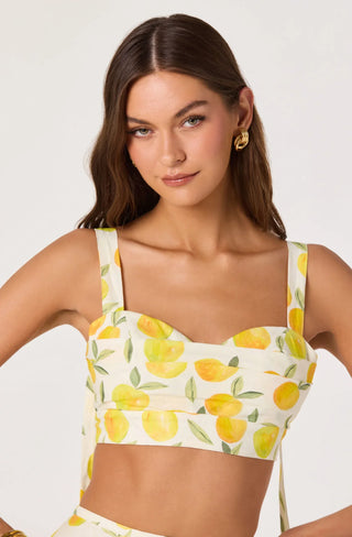Myria Lemon Print Crop Top - Glamourous Grace