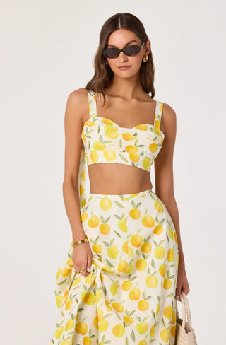 Myria Lemon Print Crop Top - Glamourous Grace