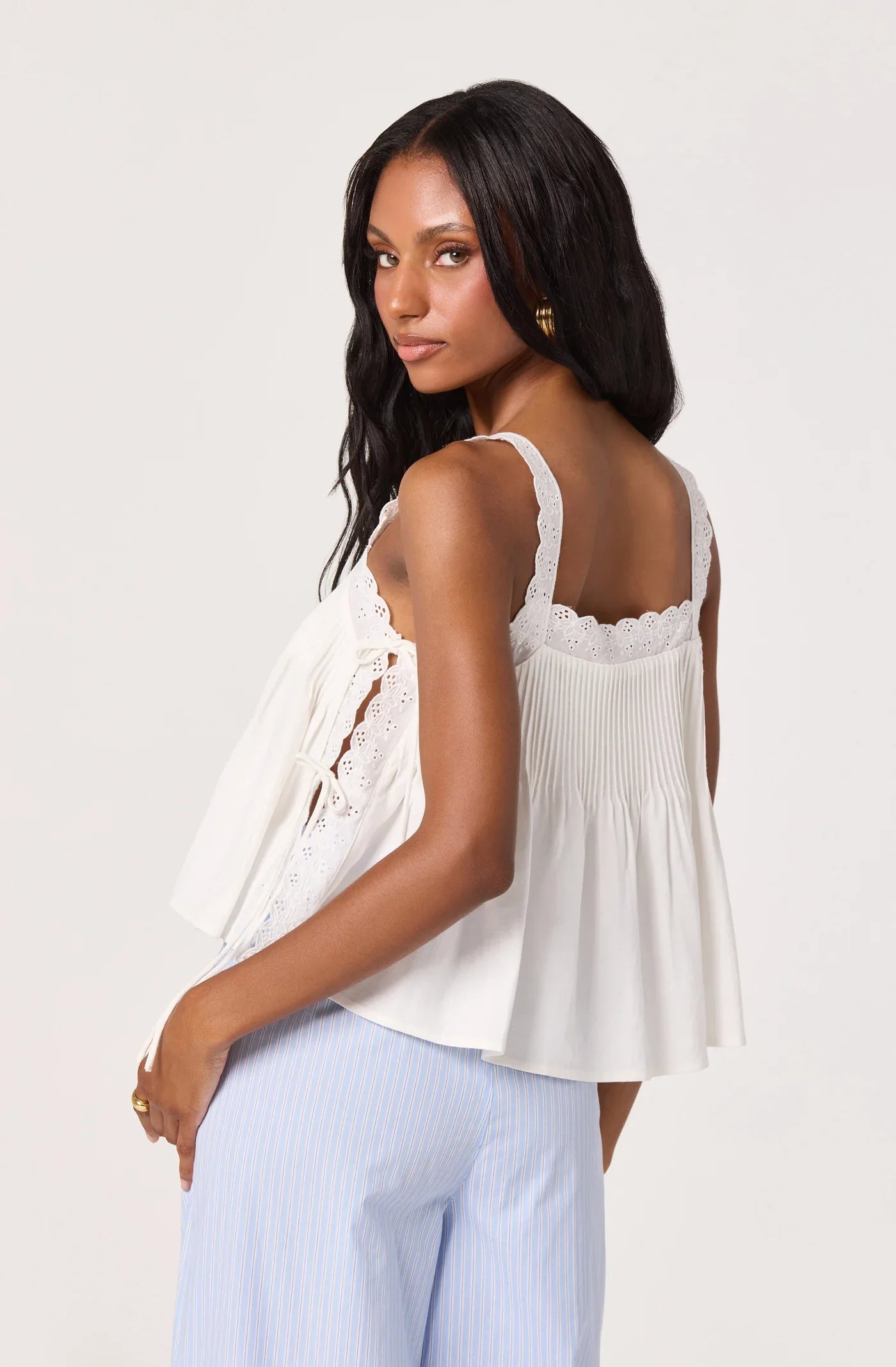 Lori Eyelet Babydoll Top - Glamourous Grace