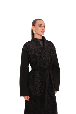 Noir Genuine Karakul Wool Overcoat