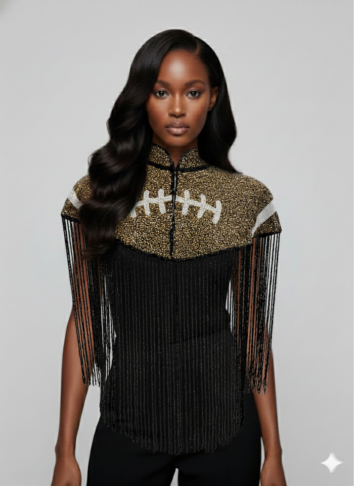 Bronze Touchdown Cape - Glamourous Grace