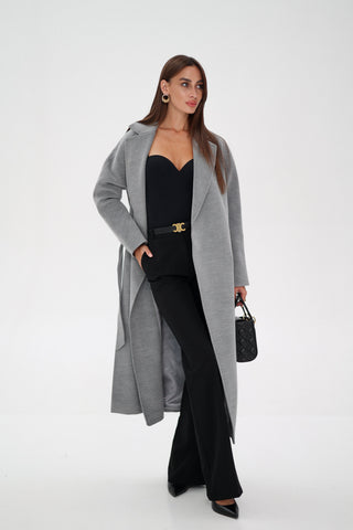 Cambridge Comfort Wraparound Wool Cashmere Coat in Dove