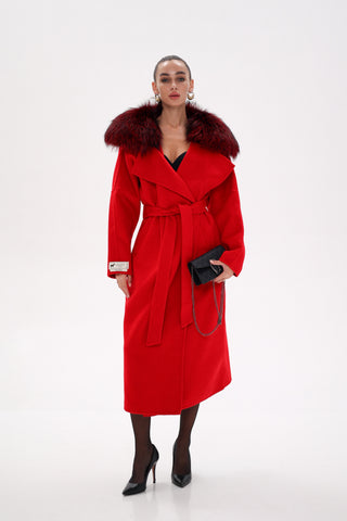 Saga®Furs Silver Fox Wool Alpaca Wraparound Coat