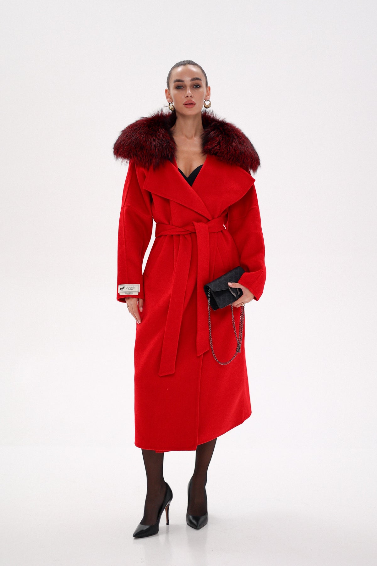Saga®Furs Silver Fox Wool Alpaca Wraparound Coat