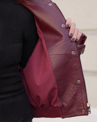 Marlowe Braided Genuine Leather Jacket in Bordeaux