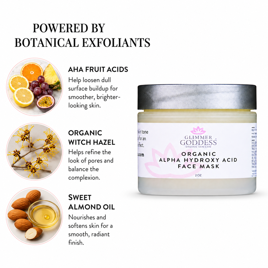 Organic AHA Face Mask – Renewing Treatment for Exfoliation & Glow - Glamourous Grace